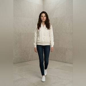 Silence & Noise Urban Outfitters Jacket Embroidered Tiger Dragon M Cream Bomber